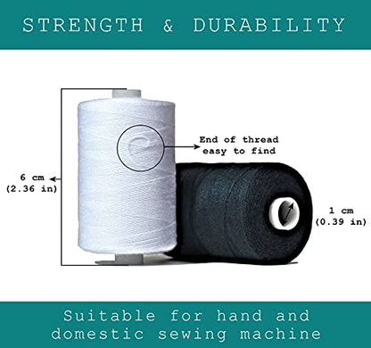 Black & White Sewing Thread (18000 Foot)