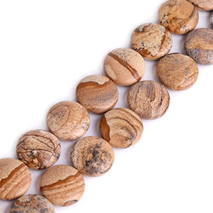 GEM Inside Natural 20mm Coin Picture Jasper Gemstone Loose Beads Energy Stone Handmade Beads for Jewelry Making Jewelry Beading Supplies for Women