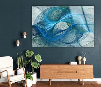 35.5Wx30H'' Blue Energy Abstract Wall Art