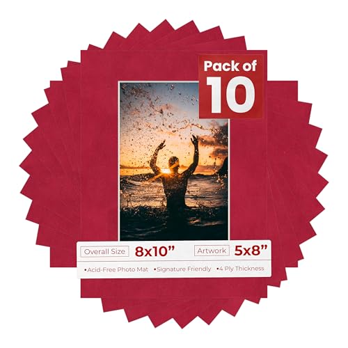 Pack of Ten Acid Free 8x10 Mats Bevel Cut for 5x8 Photos (10 Count)