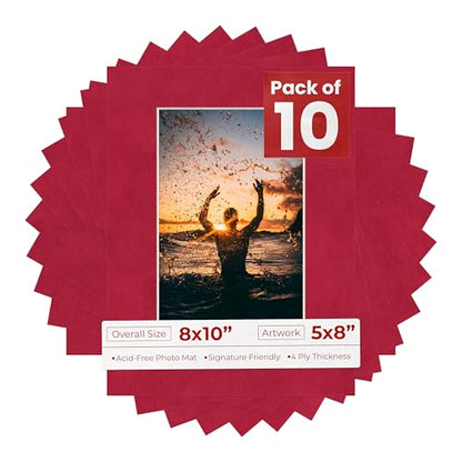 Pack of Ten Acid Free 8x10 Mats Bevel Cut for 5x8 Photos (10 Count)