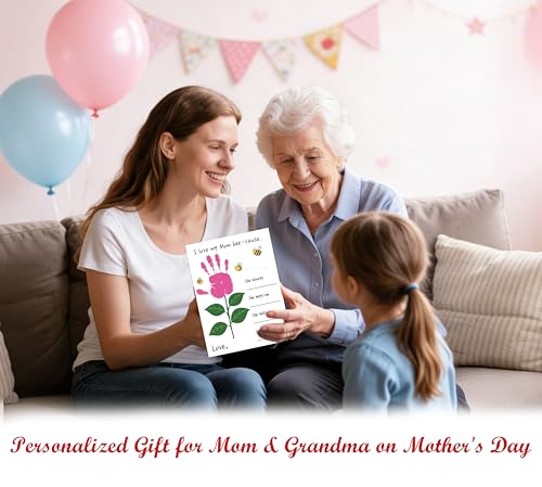 10 Pack Mothers Day Flower Handprint Art Greeting Cards for Mom from Daughter Son Husband Teacher