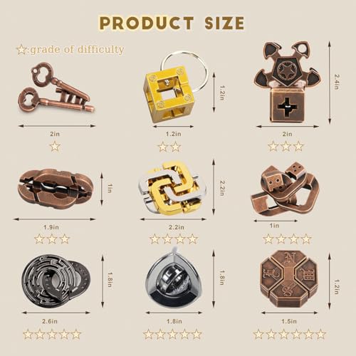 9 Piece Metal Brain Teaser Puzzle Set (9 Count)
