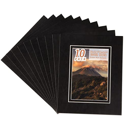 10 Pack Acid Free Black Picture Frame Mats