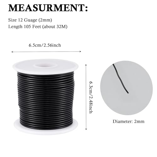 12 Gauge Black Aluminum Craft Wire (103.68 Foot)