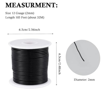 12 Gauge Black Aluminum Craft Wire (103.68 Foot)