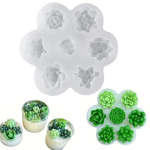 7 Cavity Succulent Silicone Mold for Candle Making
