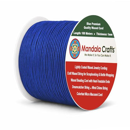 1mm Blue Waxed Cord (327 Foot)