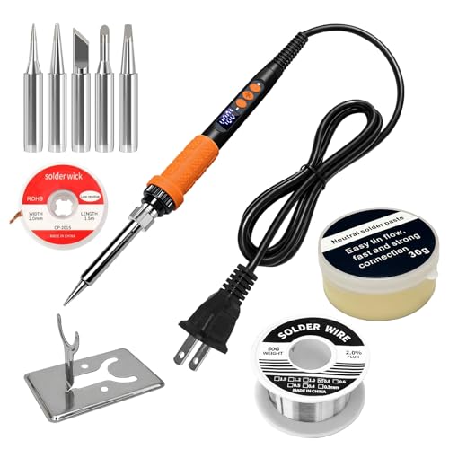 909A 90W Orange Soldering Iron Kit with LED Display & Ceramic Heater