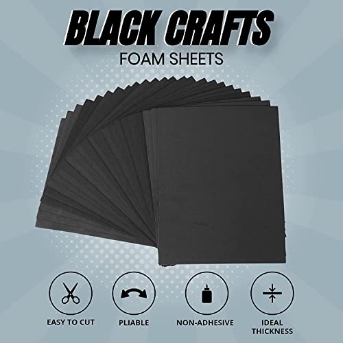24 Ct Sheets Black EVA Cosplay Foam in 9” x 12’’ Sheets; High Density Thick Foam 85 kg