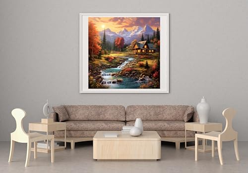 14CT Counted Cross Stitch Kits for Adults Mountain Flowers Advanced Stamped Cross Stitch Kits for Adults