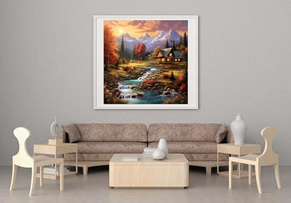 14CT Counted Cross Stitch Kits for Adults Mountain Flowers Advanced Stamped Cross Stitch Kits for Adults