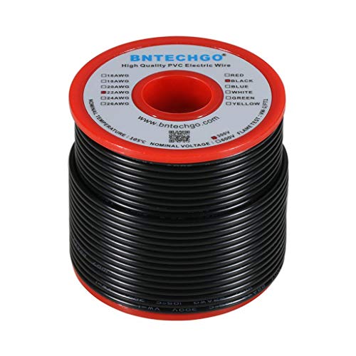 22 Gauge PVC Solid Electric Wire Black 100 ft Hookup Wire