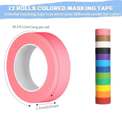 12PCS Colored Masking Tape (12 Count)