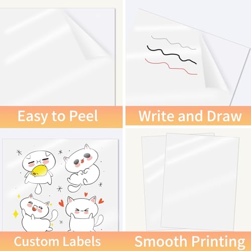 50 Sheets Clear Sticker Paper for Inkjet & Laser Printer