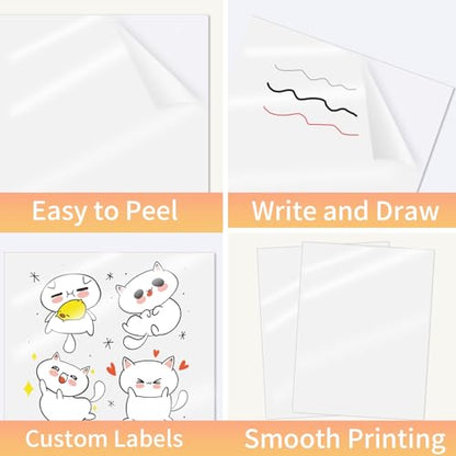 50 Sheets Clear Sticker Paper for Inkjet & Laser Printer