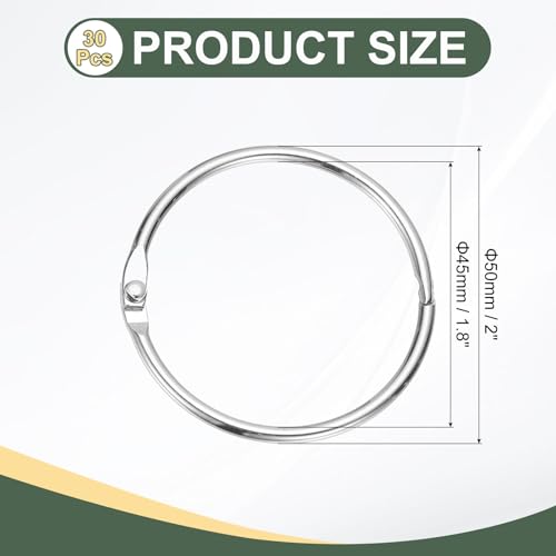 1.8" x 2" Loose Leaf Binder Rings (30 Count)
