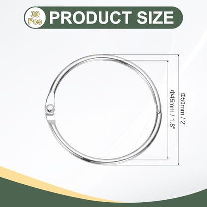 1.8" x 2" Loose Leaf Binder Rings (30 Count)