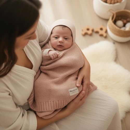 100% Organic Cotton Heritage Knit Textured Baby Quilt Blanket for Girls