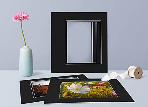 5 Pack Double mat 11x14 for 8x10 Photo Black Over Black