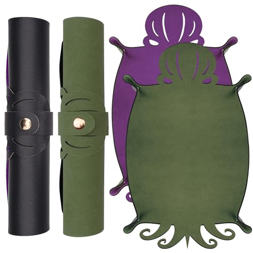 2 Pieces Octopus Dice Rolling Tray PU Leather Dice Mat Folding Scroll (2 Count)