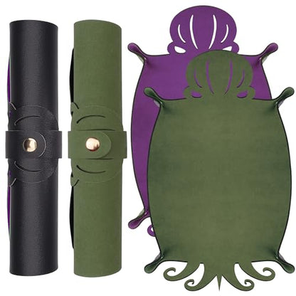 2 Pieces Octopus Dice Rolling Tray PU Leather Dice Mat Folding Scroll (2 Count)