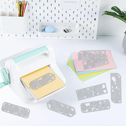 8PCS Background Flower Frame Metal Cutting Dies Floral Die Cuts for Card Making Rectangle Frame Metal Die Cuts Embossing Stencil Template for DIY Crafting Scrapbooking Bookmark Album Decor (8 Count)