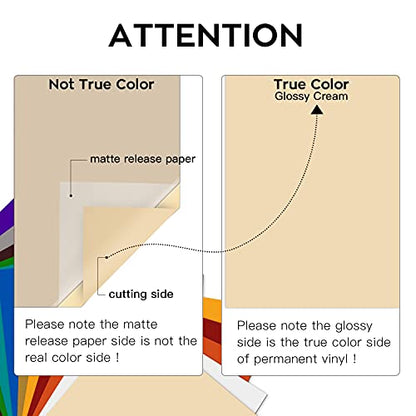 Glossy Beige Permanent Vinyl 12 Pack 12"x12" Compatible with Cricut