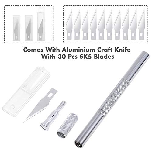 Craft Knife Precision Cutter and Self Healing Cutting Craft Mat Hobby Knife Set with 30 PCS Knife for Art Hobby Craft Scrapbooking Stencil (32 Count)