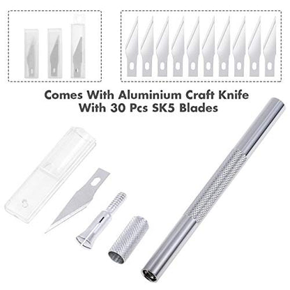 Craft Knife Precision Cutter and Self Healing Cutting Craft Mat Hobby Knife Set with 30 PCS Knife for Art Hobby Craft Scrapbooking Stencil (32 Count)