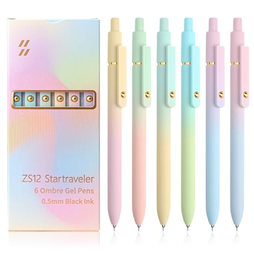 6 Pcs Gel Pens 0.5mm Quick Dry Black Ink Pens Fine Point Smooth Writing Pens (6 Count)