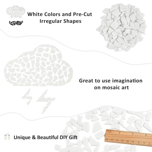 White Mosaic Tiles for Crafts Bulk (7.05 Ounce)