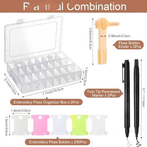 250 Pcs Set Embroidery Floss Bobbins Thread Organizer Kit (2 Count)