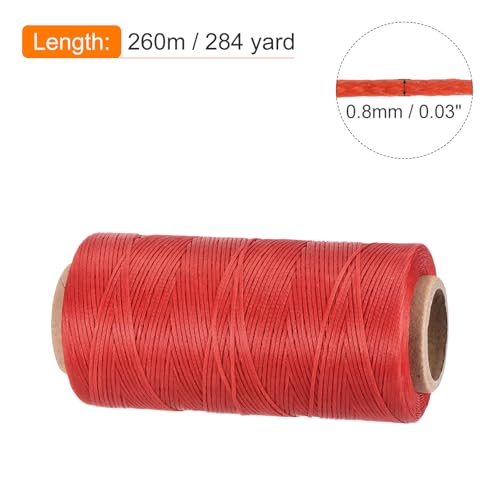 Waxed Thread 284 Yard 0.8mm 150D Flat Wax Thread Polyester Waxed String for Leather Sewing Hand Weaving Book Binding Home Decoration