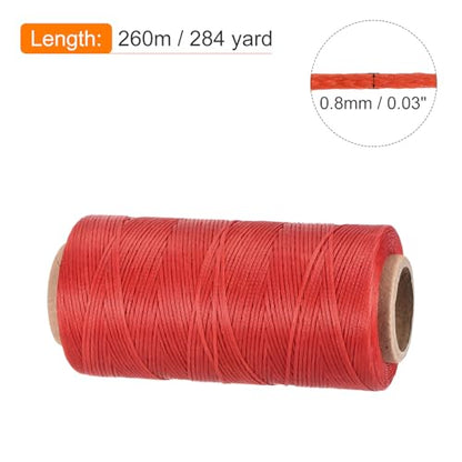 Waxed Thread 284 Yard 0.8mm 150D Flat Wax Thread Polyester Waxed String for Leather Sewing Hand Weaving Book Binding Home Decoration