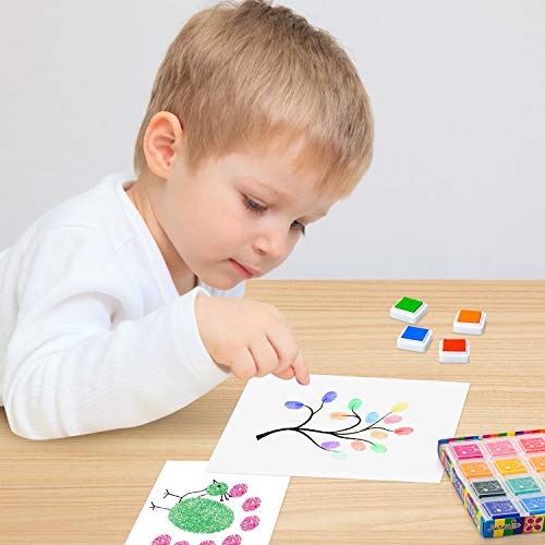 Ink Pad 24 Colors Finger Washable Craft Ink Pad for Kids Stamp (24 Count)