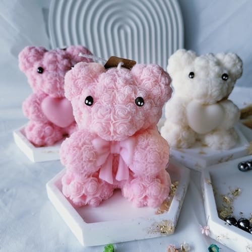 Bowtie Mini Rose Bear Candle Mold
