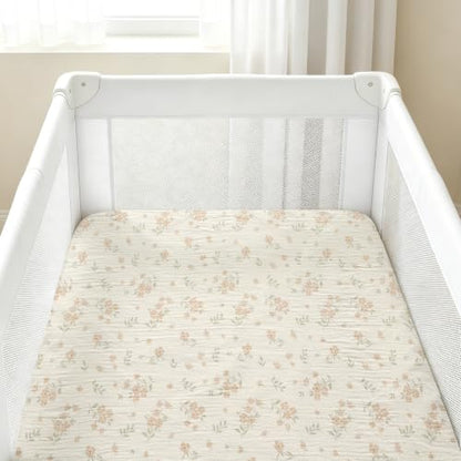 Organic Pack and Play Sheets Fitted 38”x26” 100% Muslin Cotton (2 Count)