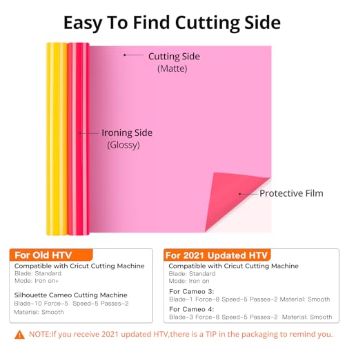 Yellow and Neon Pink 12" x 5ft HTV Vinyl Rolls (2 Count)