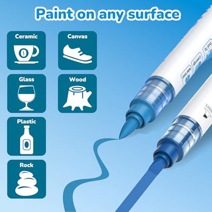12 Blue Dual Tip Acrylic Paint Markers (12 Count)