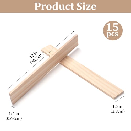 Wood Trim Strips Slats for Crafts (15 Count)