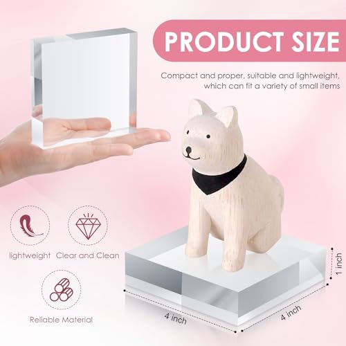 8 Pcs Acrylic Display Block Clear Cube 4 x 4 x 1 Inch