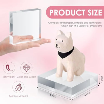 8 Pcs Acrylic Display Block Clear Cube 4 x 4 x 1 Inch
