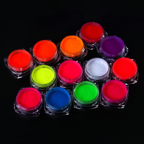 13 Colors Neon Phosphor Nail Pigment Powder Set (2.52 Ounce)
