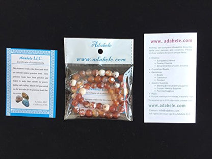 60pcs Adabele Natural Faceted Red Fire Agate Gemstone 6mm Round Beads