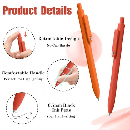 Gel Pens 8 Pcs 0.5mm Black Ink Pens Fine Point Smooth Writing Pens