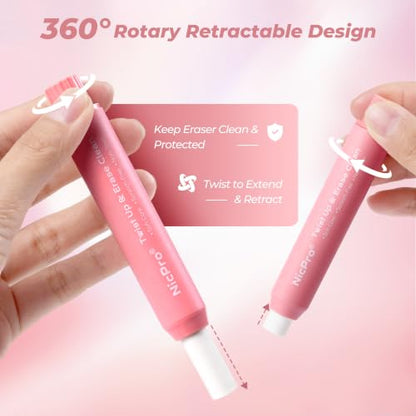 6 Pack Rotary Retractable Erasers (6 Count)