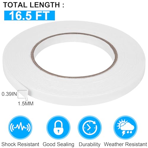 Double Sided Foam Tape 0.39In x 16.5FT (16.5 Foot)