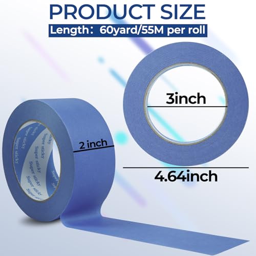 10 Rolls Blue Painters Tape 2 Inch (10 Count)