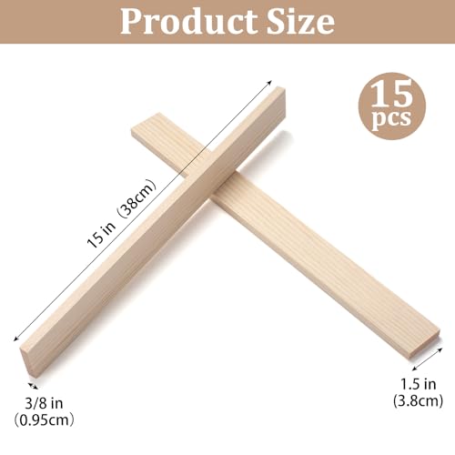 Wood Strips Trim Slats for Crafts (15 Count)